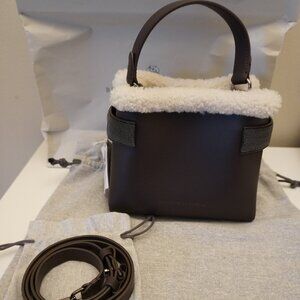 Brunello Cucinelli Essence Bag Brown Leather SM Top Handle Monili Crossbody New